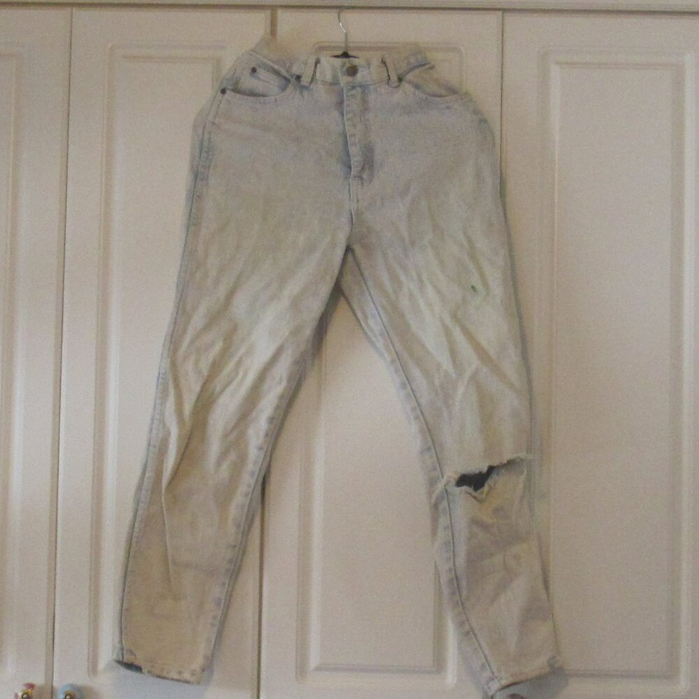 Vintage 90s Pure Jeanswear Acid Washed Distressed Denim Jeans, Size 7  M372